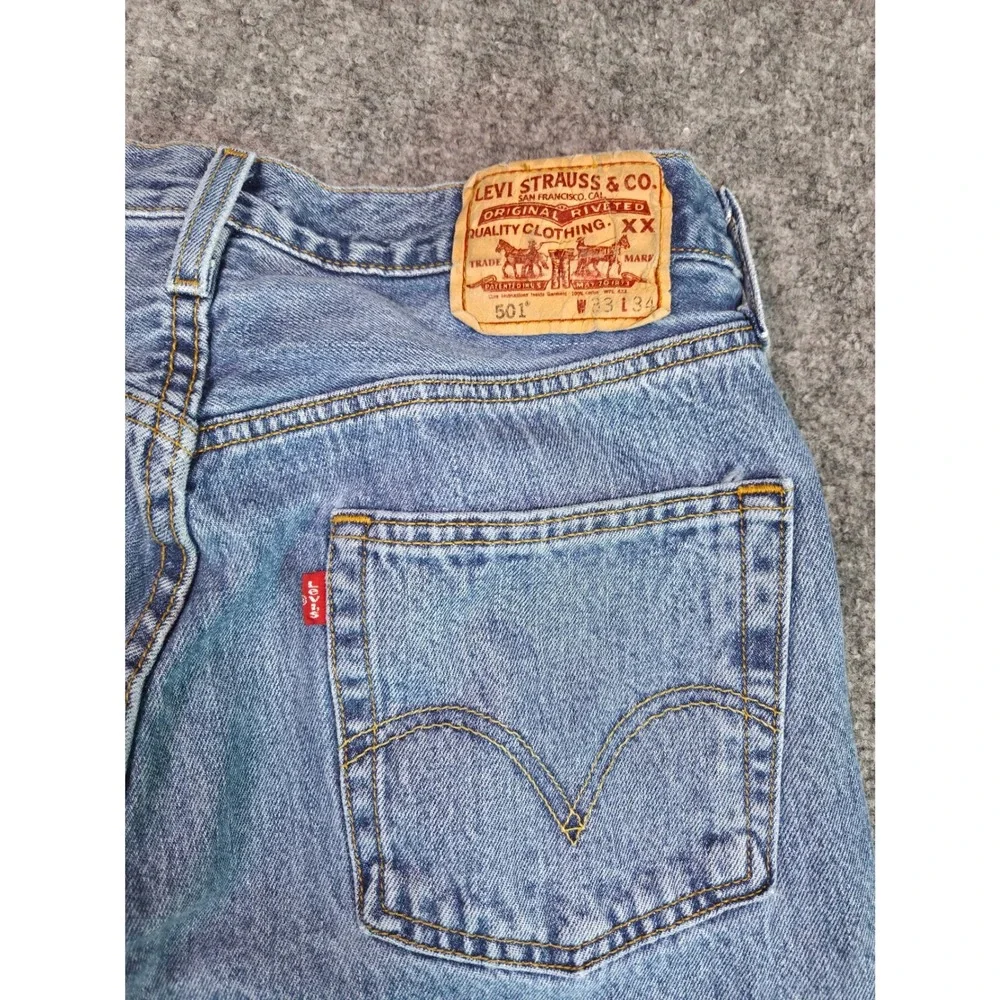 Levi's 501 Jeans Mens W33 L34 Blue Straight Leg Button Fly Denim
